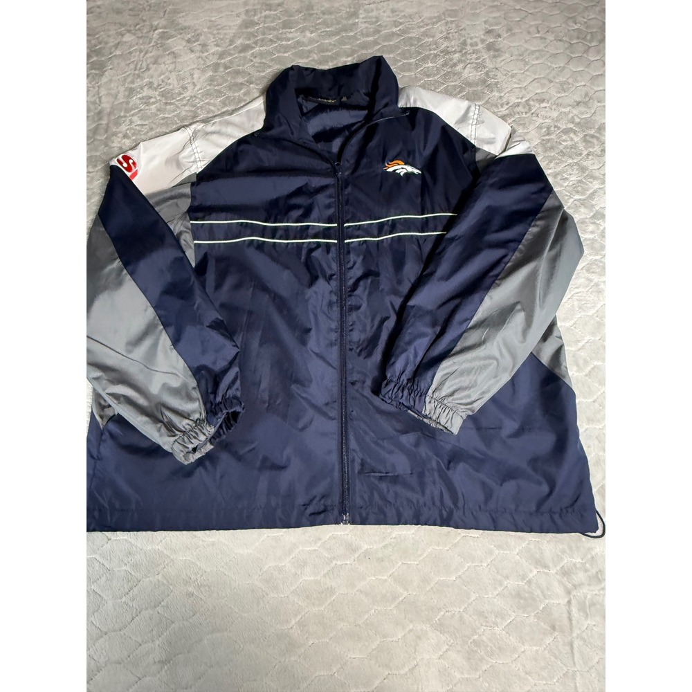 Dunbrooke NFL Denver Broncos Windbreaker Jacket Mens XL Navy Blue Colorblock Zip